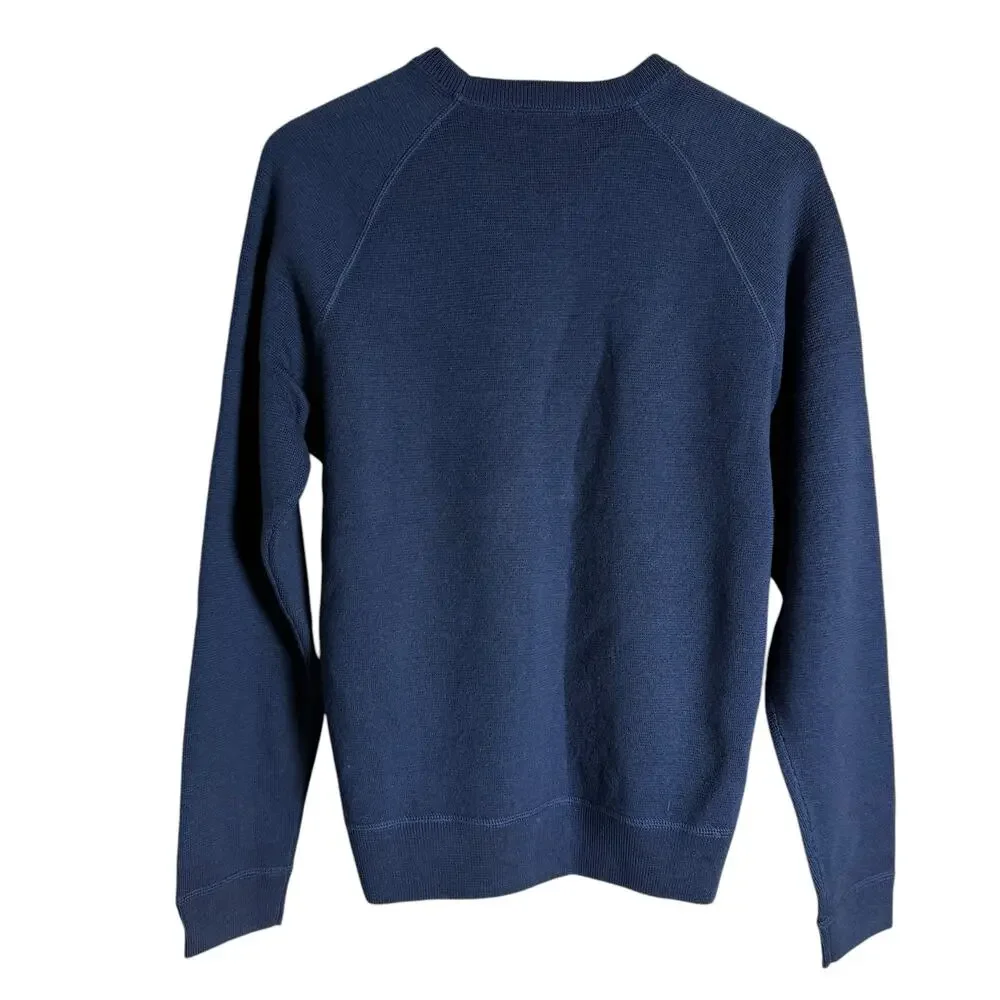 AYR The Two-a-Days Navy Blue Merino Wool Crewneck Pullover Sweater Size Small